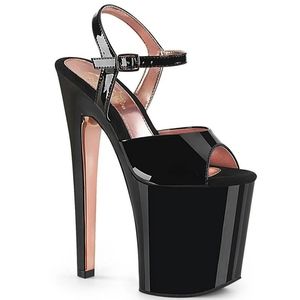 8 inch Pleaser Heels - Rose Gold & Black